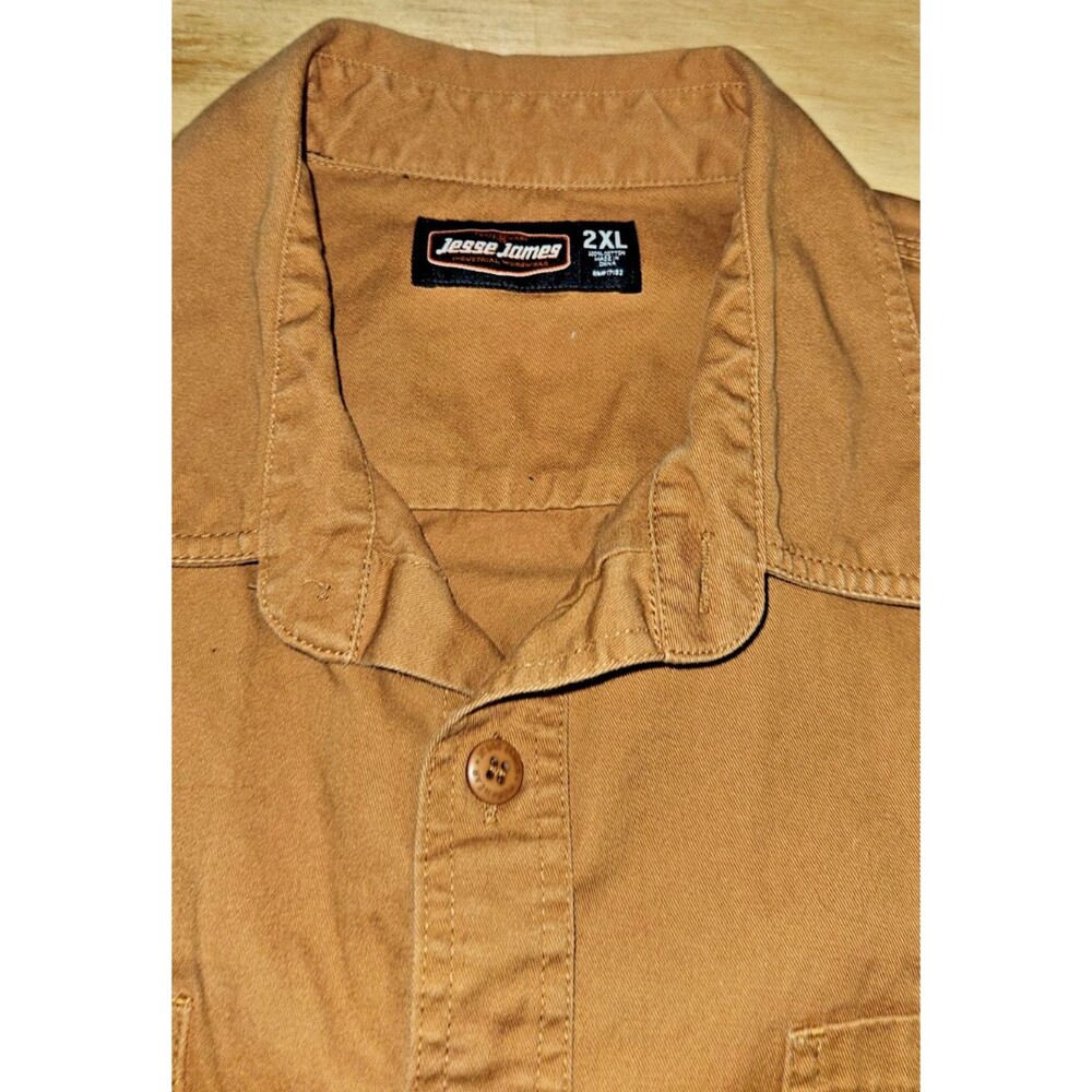 Jesse James Workwear Shirt Men 2XL Industrial Outdoor Button Down Brown Canvas - Picture 7 of 12